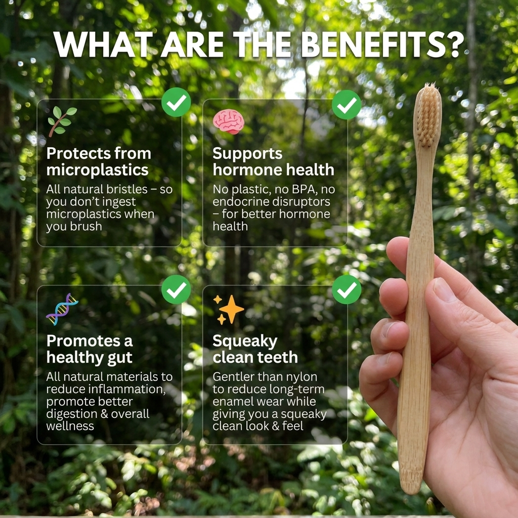 Boar Hair Bristle Bamboo Toothbrush — 4 Pack